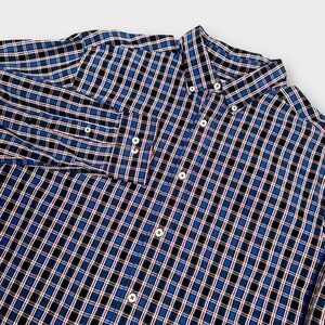 ROWM Shirt Men's XLT Black Blue Red Plaid Long Sleeve Button Down Pocket Cotton